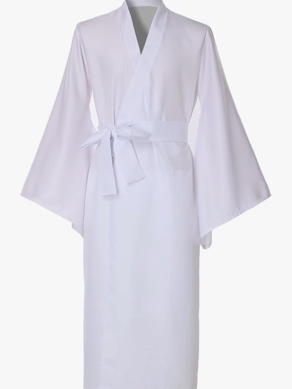 Women’s Lightweight White Kimono Robe with Tie Belt